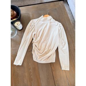 ALC Joss Cream Ribbed Velour Mock Neck Top Size 12 / Medium
